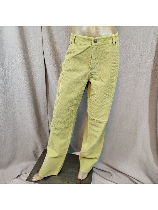 Garnet Hill Pants - Garnet Hill Lime Green Corduroy Straight Leg Pants Slacks Size 16 LONG 36 Wx33 I
